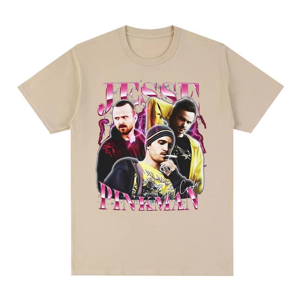 Jesse PinkUnisex Heisenberg Graphic Unisexs 100Cotton shirt TV drama Breaking Bad Graphic Tshirts Harajuku Women Short Sleeve Tshirt