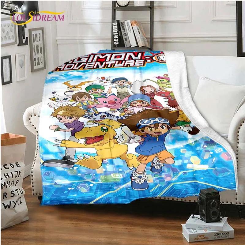 New Cartoon Digimon Blankets for Beds Anime Blanket Queen Size Soft Bed Sheet Rome Decor Winter Bedding Cover Kids Gift Picnic