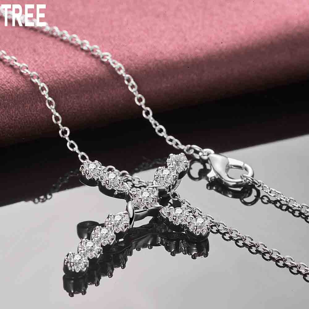 Ожерелье с подвеской в виде креста из стерлингового серебра 925 пробы с цирконами, модные свадебные украшения