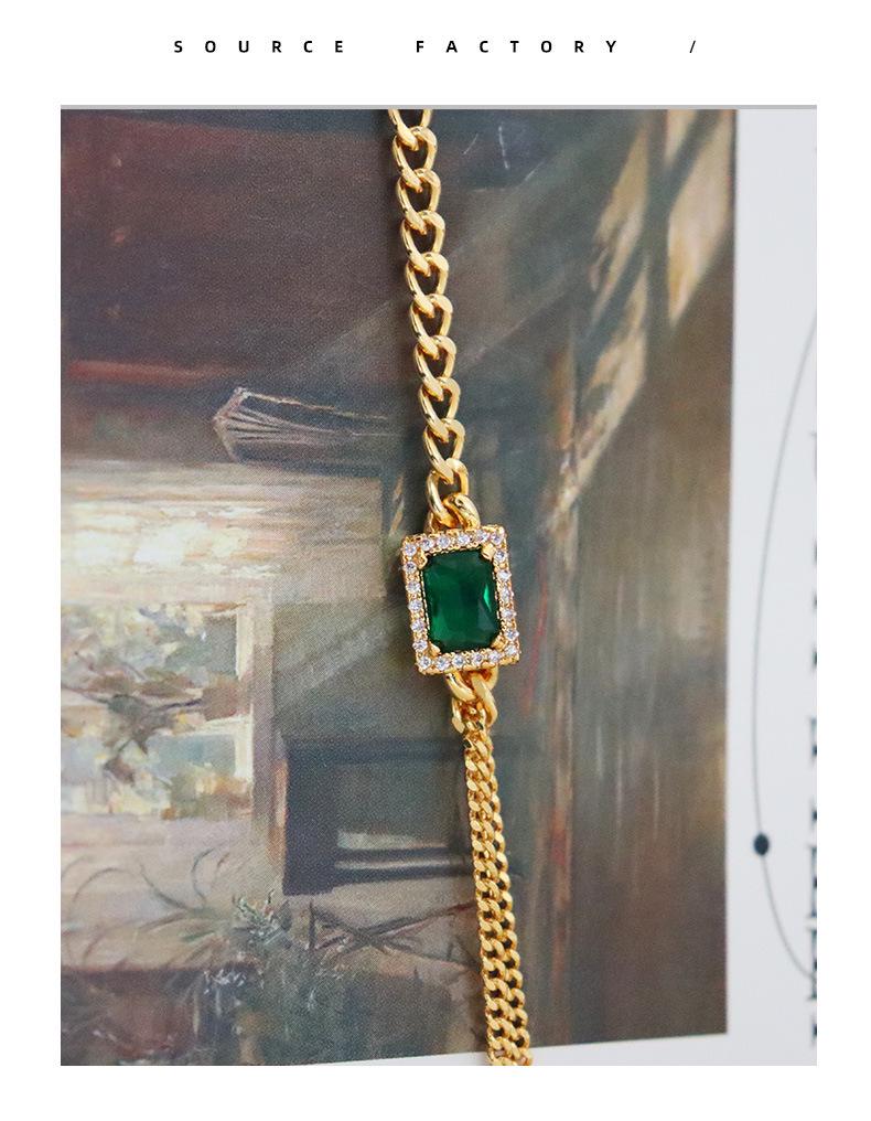 Ретро Шик Зеленый Циркон Квадратное Ожерелье - Универсальный и Элегантный Женский Чокер