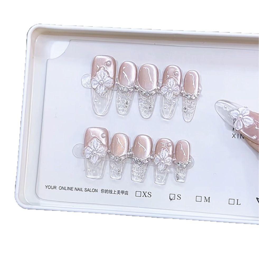 Hand-made Armor-wearing Spring and Summer Cool Style Ice-transparent Glass Three-dimensional Hand-painted Cat-eye Nail Art Patch