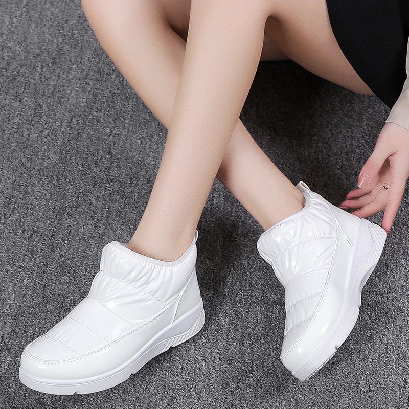 Новые водонепроницаемые утепленные и кашемировые модные хлопковые туфли, зимние сапоги для женщин