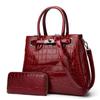 Crocodile Pattern Lacquer Leather Women's Bag Two Piece Handheld One Shoulder Diagonal Straddle Bag