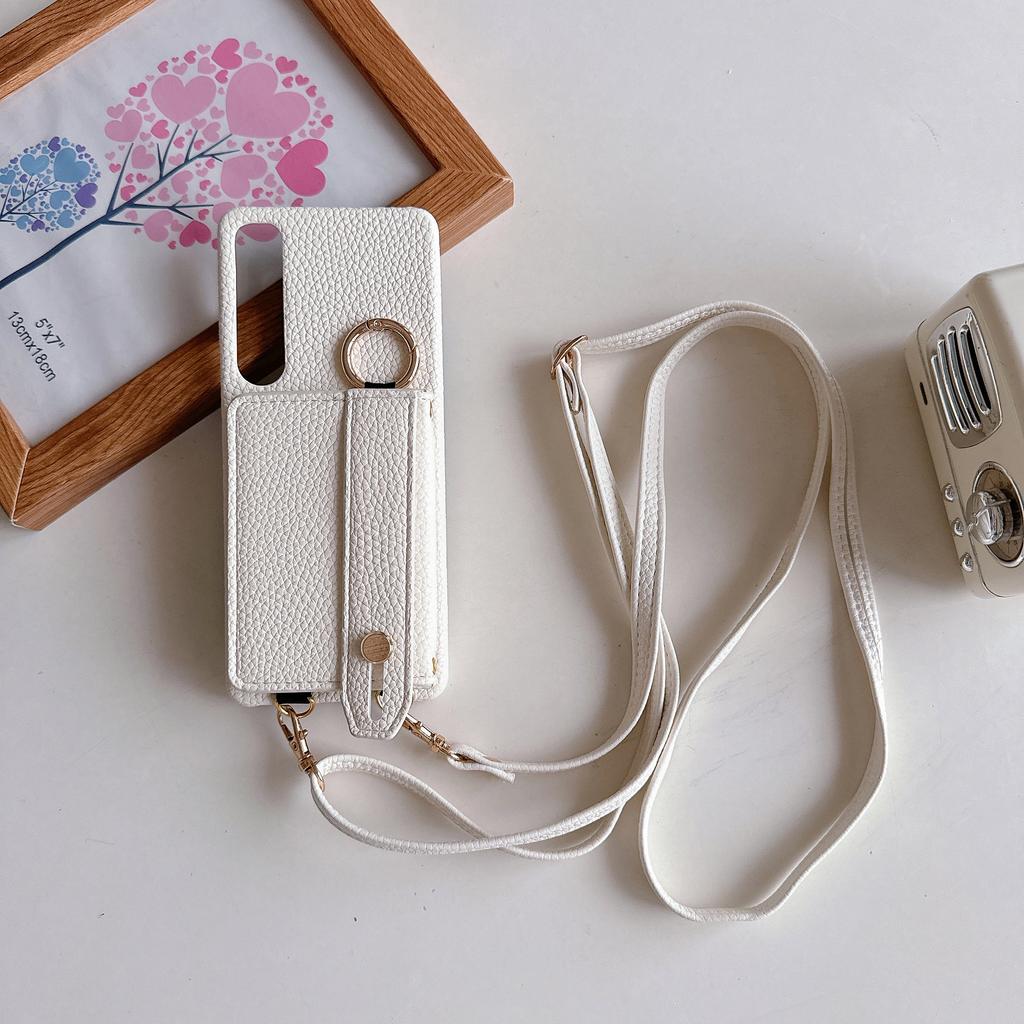 Ремешок на запястье Crossbody Кольцо-держатель Магнитный кошелек Кожаный чехол Для Sony Xperia 1V 10V 5V 5IV 10IV 1IV 5V Длинный шнурок Чехол-сумка