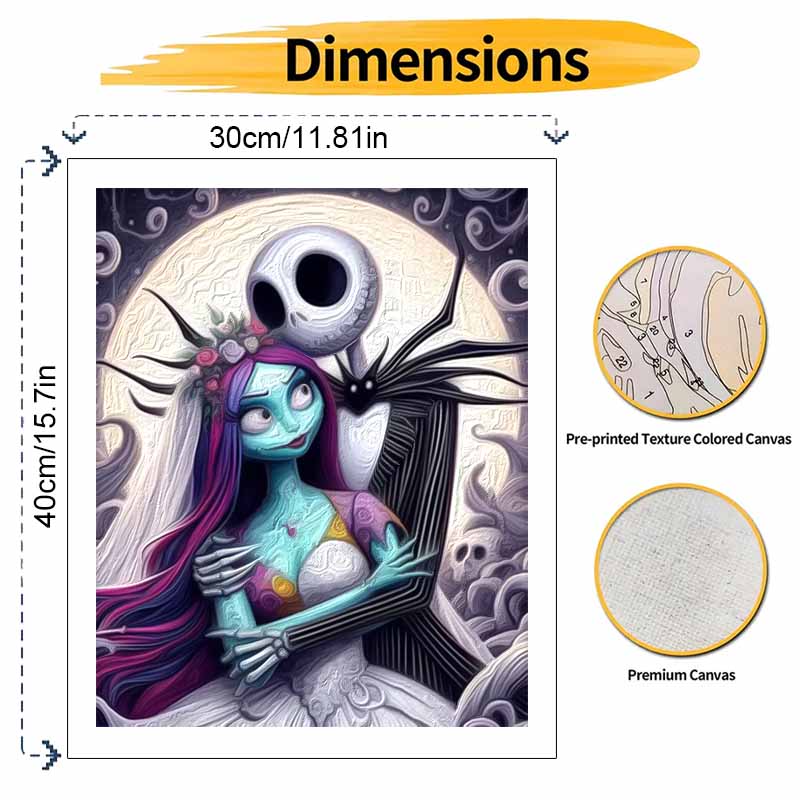 Disney oil painting Nightmare Before Christmas Jack and Sally art handmade diy painting home decoration gift