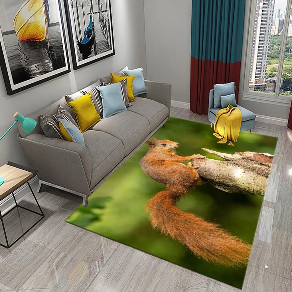 Милый ковер с белкой, забавный коврик для пола с диким животным для декора ванной комнаты, ковер противоскользящий для гостиной, кухни, коврики для ванной комнаты