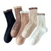 Colorful Crew 5 Pair Commuting To [DAMILY] Women's Socks, Cute, Fall/Winter, Cotton, Women's Socks, Stylish, Ruffles, Non-stuffy, Women's, White,