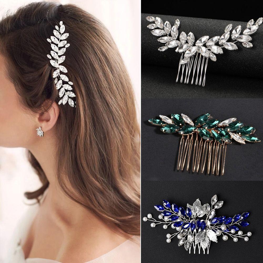 Tiara Hair Jewelry Crystal Hair Combs Rhinestone Hair Comb Bridal Clips Flower Leaf Headbands