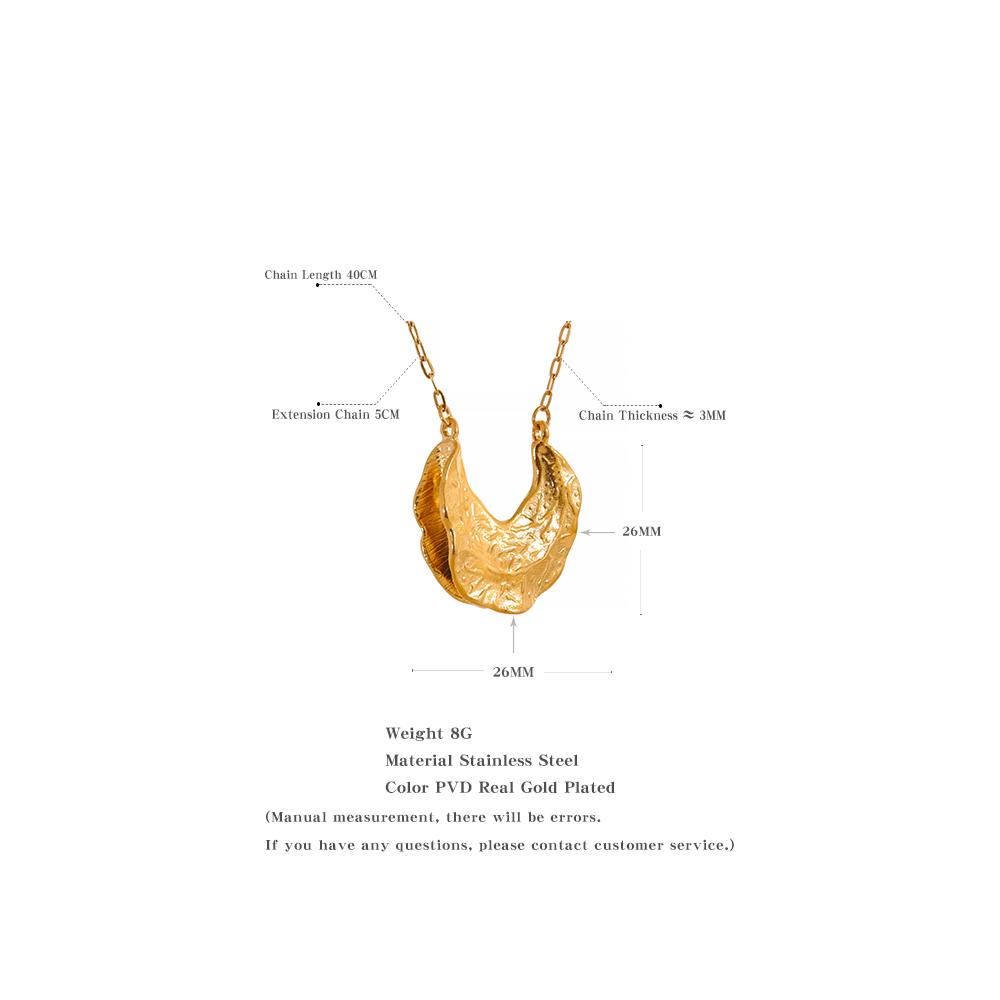 Yhpup Statement Stainless Steel Fashion Geometric Crescent Moon Pendant Necklace Women Gold Color Waterproof Charm Jewelry New