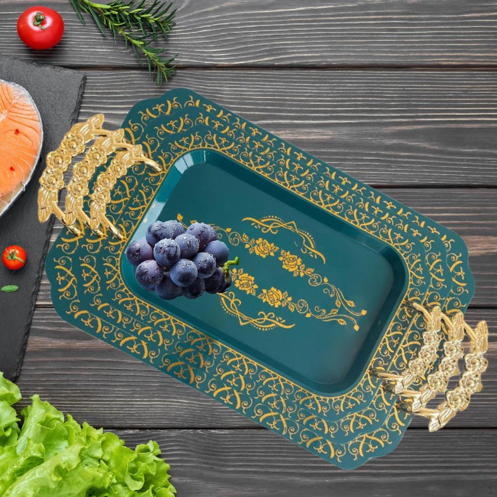 3Pcs Food Serving Tray Coffee Table Organizer Elegant Multipurpose Snack Plate Platter for