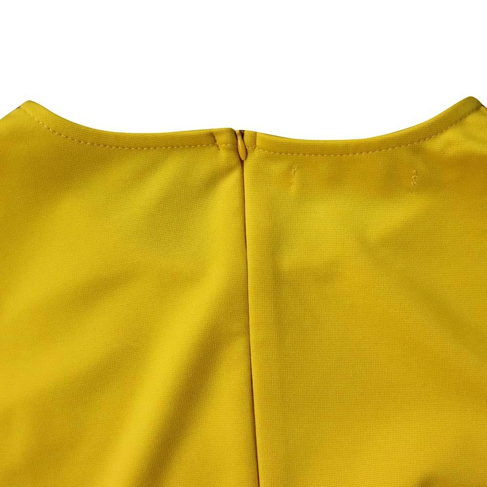 Плюс размер женское летнее модное платье с рюшами женское цельное однотонное деловое платье