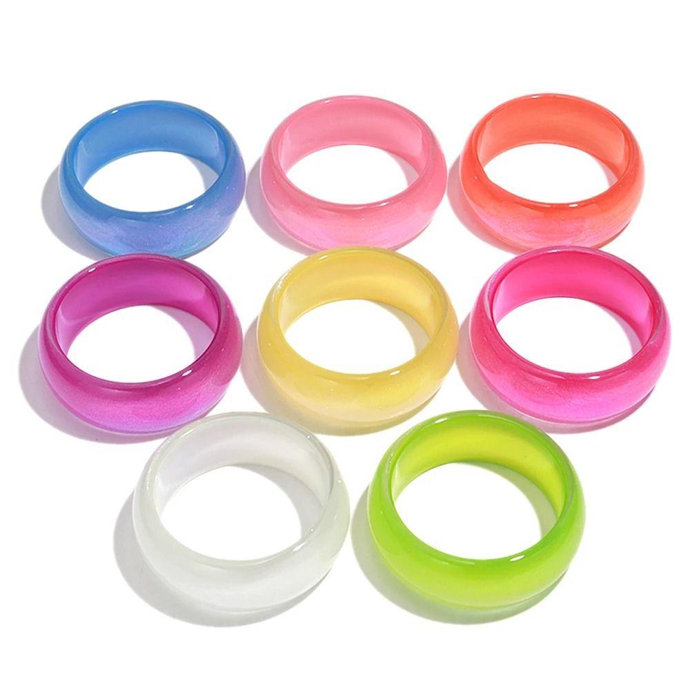 Geometric Design Irregular Wide Bracelet Glitter Big Round Transparent Hand Ring Gift