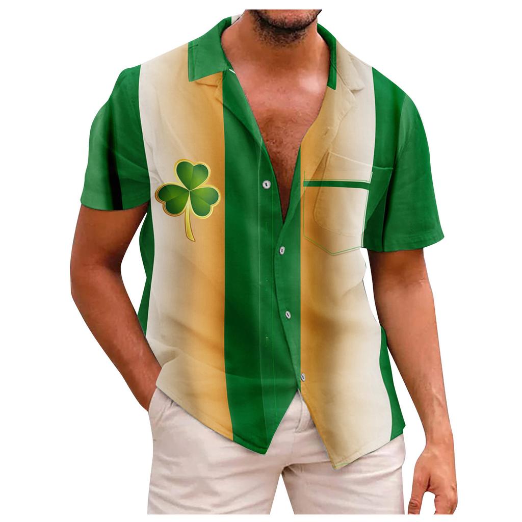 Рубашка с коротким рукавом, мужская повседневная рубашка с коротким рукавом, свободная рубашка с карманом