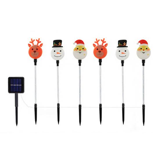 Solar Christmas Stake Lights Waterproof Outdoor Lawn Decor with Santa And Snowman Warm White LED String Lights for Yard And Pathway