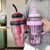 1300 мл Милая бутылка для воды с соломинкой, герметичная крышка, регулируемый ремешок, портативная дорожная кружка