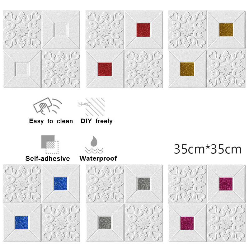 35*35 см 3D наклейки на стену, потолочная панель, декор на крышу, водонепроницаемые самоклеящиеся пенопластовые обои для гостиной, кухни, ТВ-фон