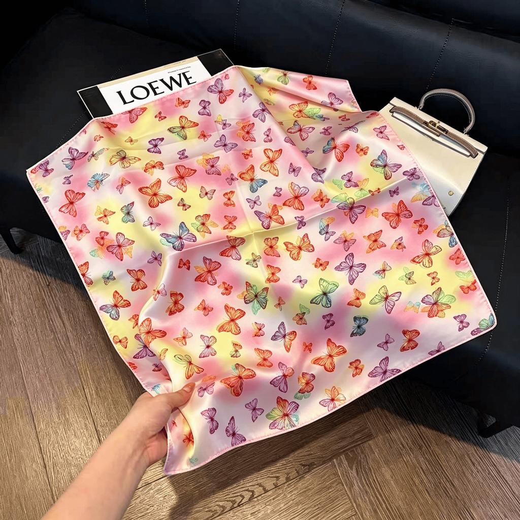 Silk scarf small square scarf feeling headband tied hair spring summer autumn feeling trend versatile fashion tied bag scarf scarf