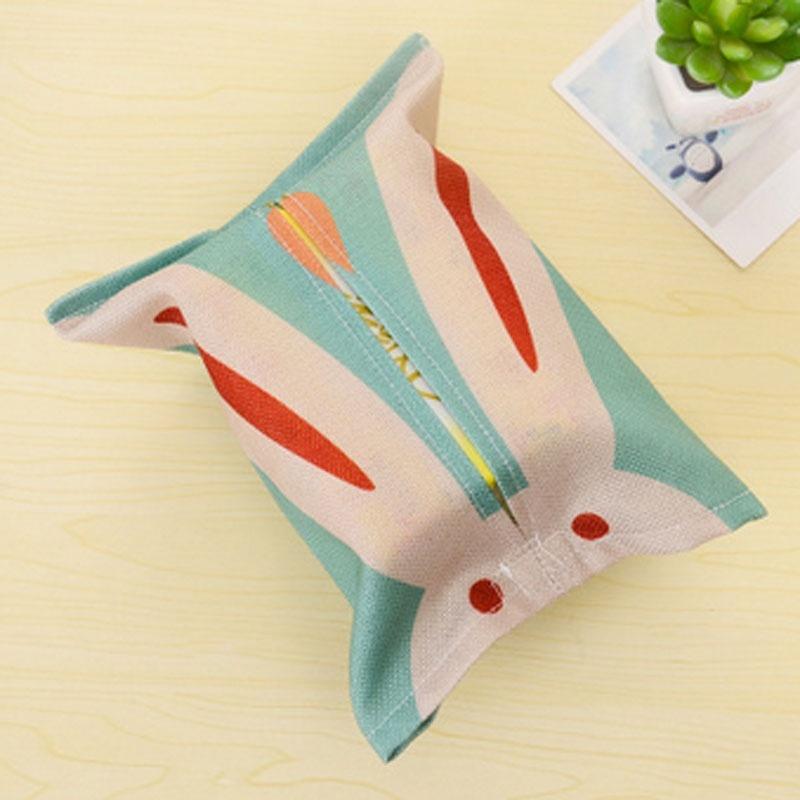 Practical Random Cartoon Animals Cotton Linen Tissue Box Towel Napkin Dispenser Storage Bag Paper Holder Cover Tissue Case