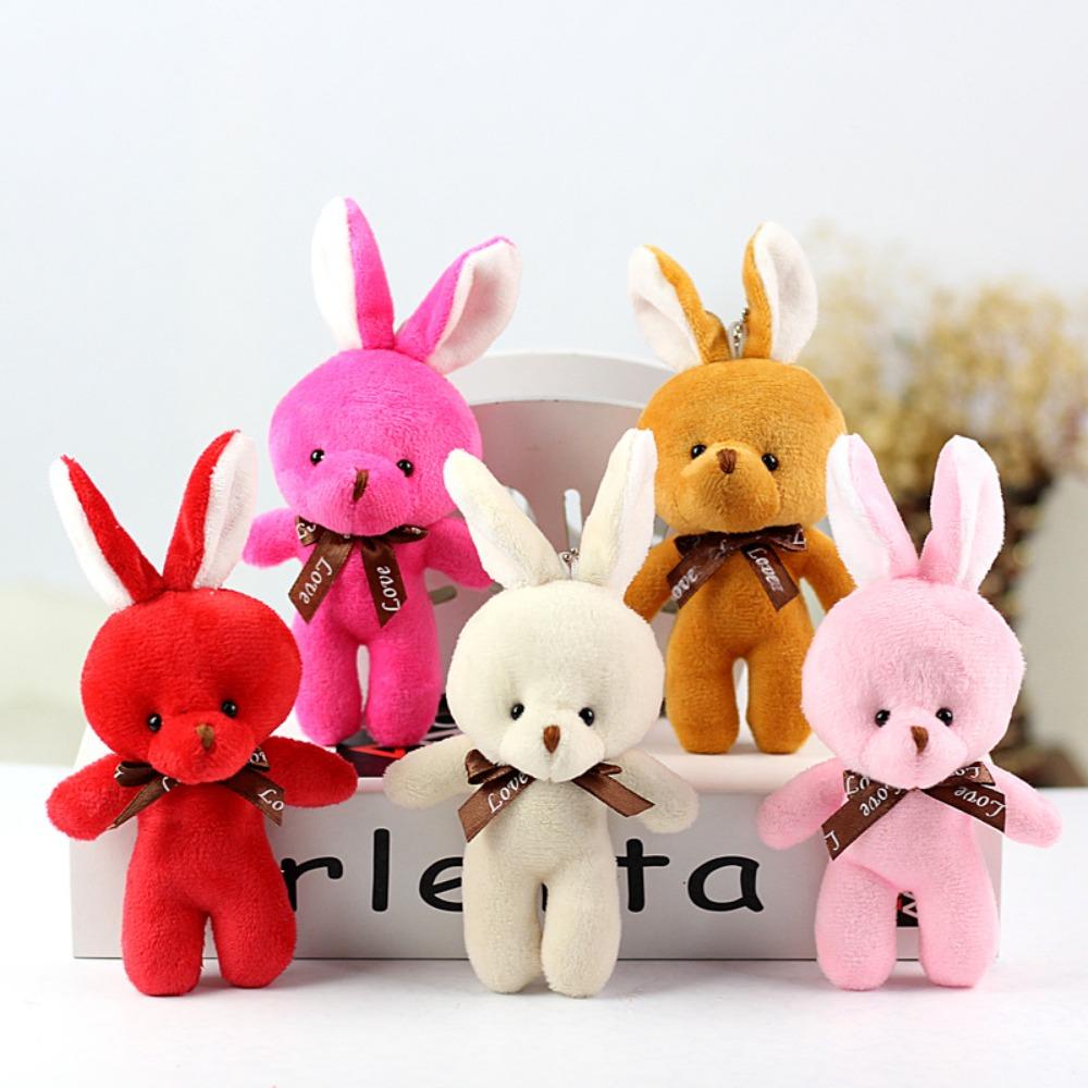 with Bow Tie Mini Teddy Dolls 16cm Keychain Pendant Cute Stuffed Rabbit  Kids
