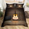Guitar Duvet Cover Set King Queen Full Size Watercolour Style Polyester Comforter Cover for Kids Boys Girls Teens Bedding Set
