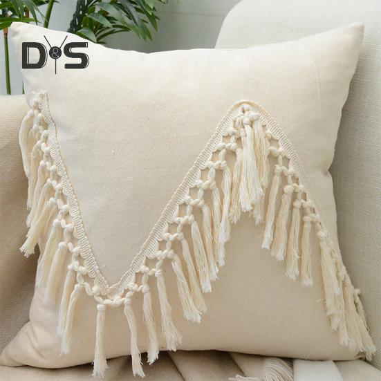 Наволочка с кисточками и скрытой молнией, декоративная бахрома, квадратная форма, бохо-стиль, офисный диван, декоративная наволочка для подушки, гостиная, спальня, автокресло