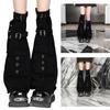 Cargo Denims Leg Sleeves with Buckled Strap for Women Harajuku Punk Leg Warmer Boot Cover Over Knee Flared Stockings  Black