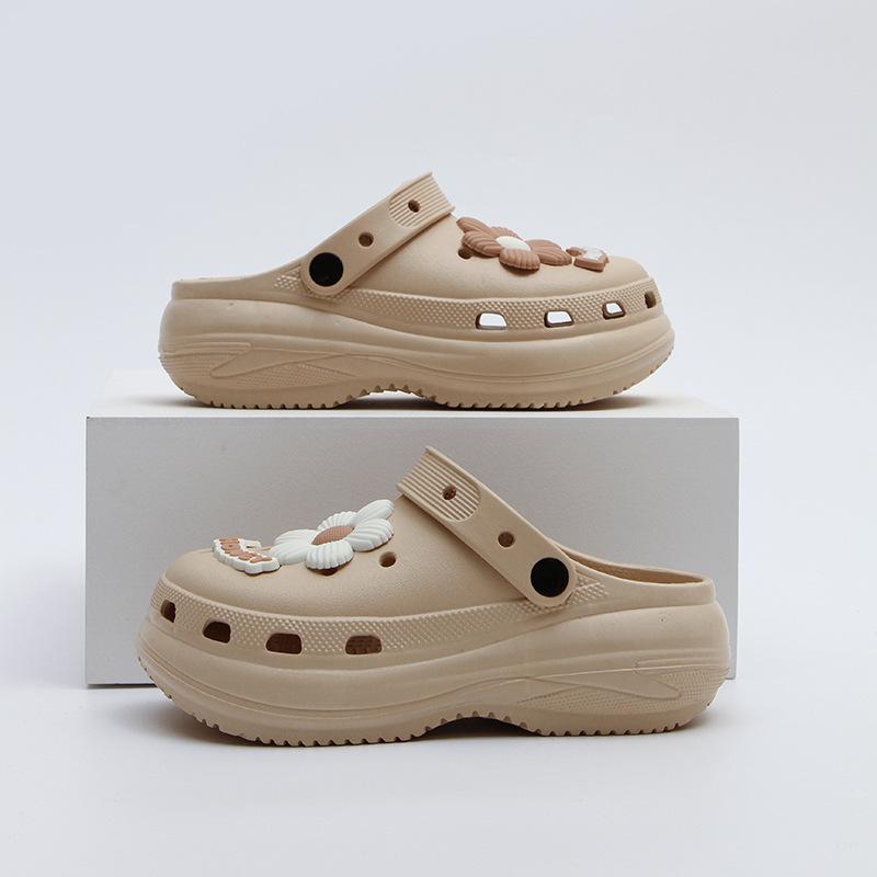 Женские сандалии на толстой подошве с отверстиями, новинка лета, увеличивающие рост, пляжные, для моря, сумка-голова, полушлепанцы женские