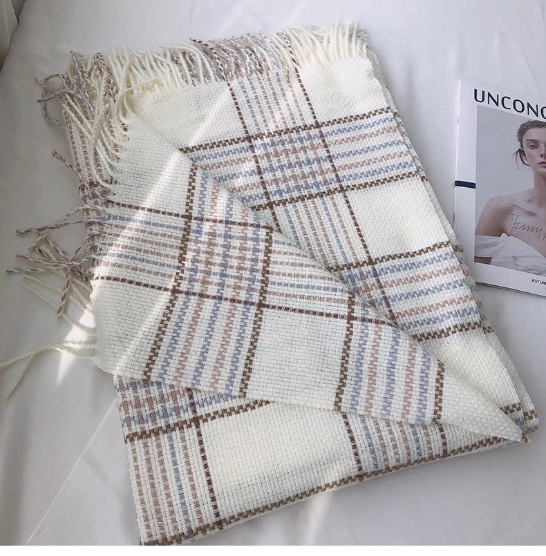 Plaid Pattern Polyester Scarf for Women - Cute Woven Shawl with Fringe, Weekend Casual, Inelastic, Hand Wash/Dry Clean, Warm & Stylish