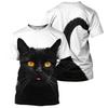 Летняя футболка с круглым вырезом, милым графическим 3D-принтом черного кота, модная, повседневная, с короткими рукавами, мужская
