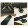 Ladies high-end bamboo folding hand fan, peacock feather pattern 1 piece