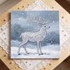 Набор для DIY-рисования жемчугом в мини-рамке, холст с бисером, декор для дома, картина, зимний олень, снежная сцена, поделка, подарок.