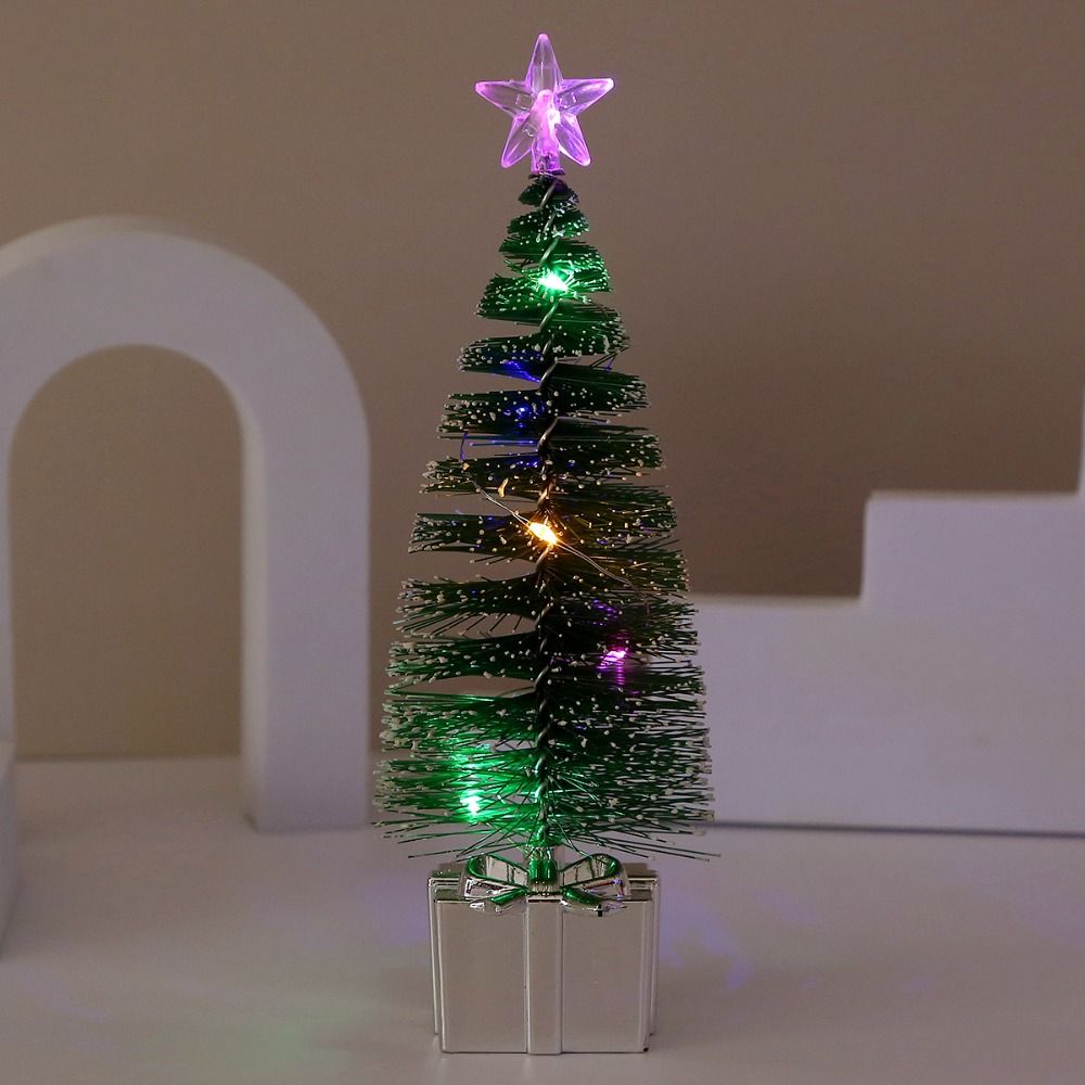 4pcs LED Colorful Xmas Tree Mini Christmas Home Decoration Toy Luminous Christmas Tree  Gift