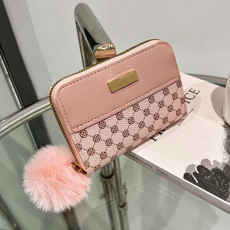 Женская сумка для мелочи, новый материал с круглым цветочным узором, отделка контрастными железными листами, короткий кошелек, повседневный маленький картхолдер.