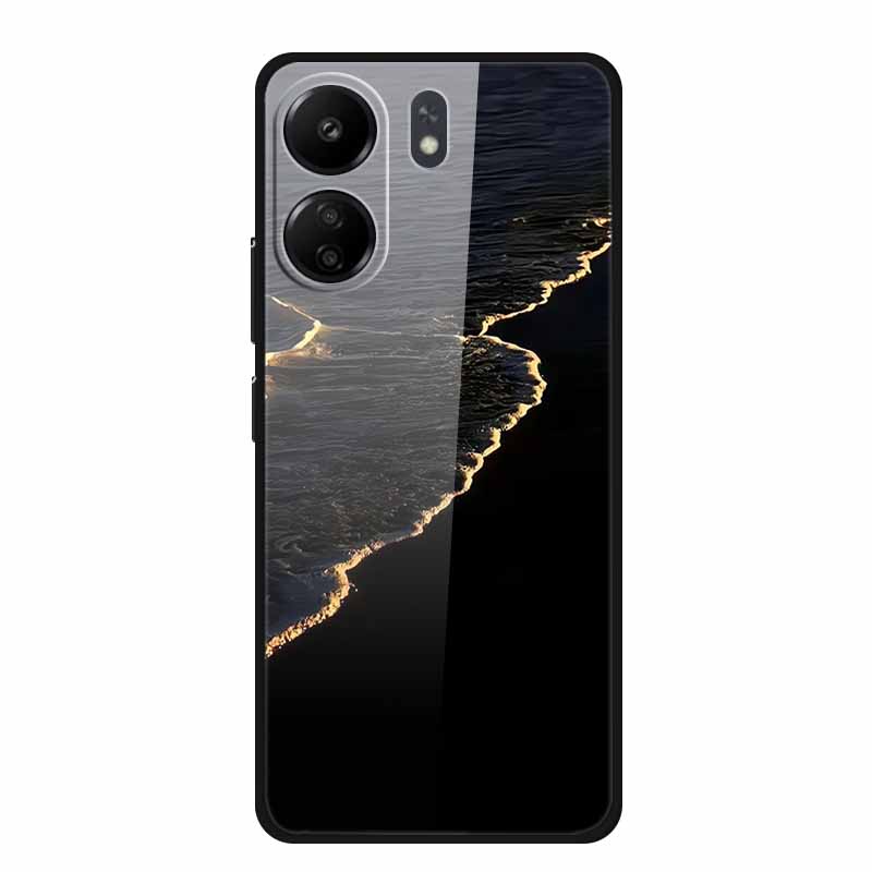 Для телефона Redmi 12C 13C 11A Чехол Закаленное Стекло Жесткая Крышка для Xiaomi Redmi 12 C 13 C 11 A Оболочка Цветы Разноцветные Задние Чехлы