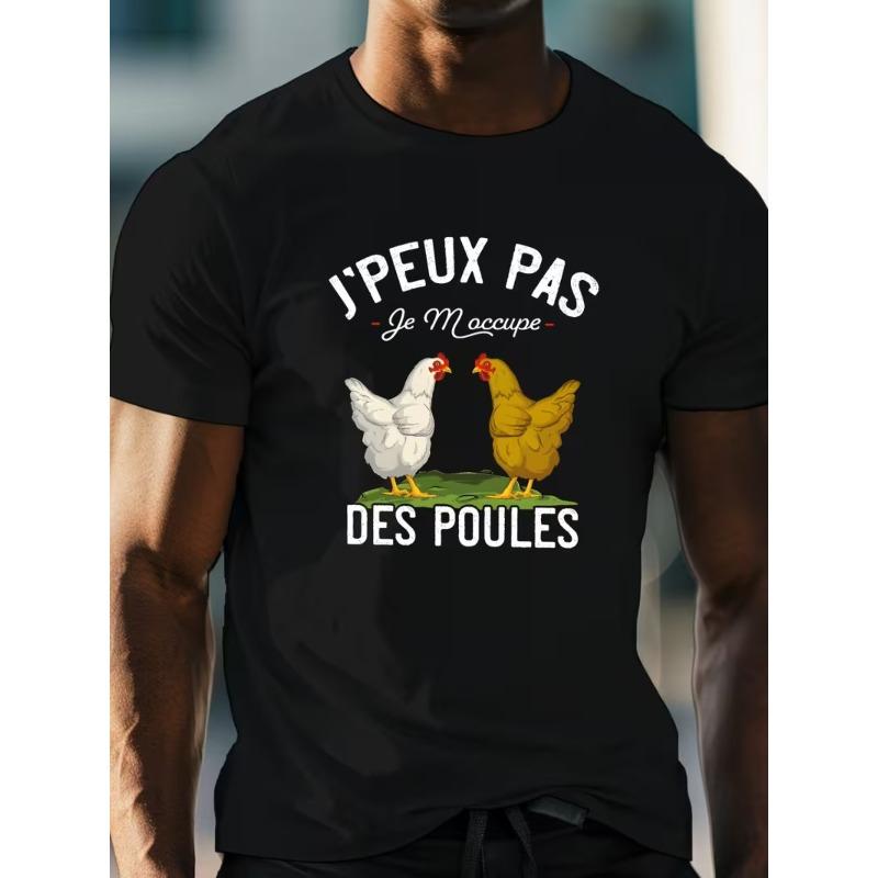 Мужская футболка с французской надписью-мемом "J'PEUX PAS Je M'occupe DES POULES" ("Я не могу, я занят курами"), эксклюзивно для любителей разведения кур, юмористический и оригинальный топ