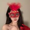 Кружевная Маска-Маскарад Маска на Пол-лица с Перьями для Женщин - Вечерняя Маска на Глаза и Головной Убор