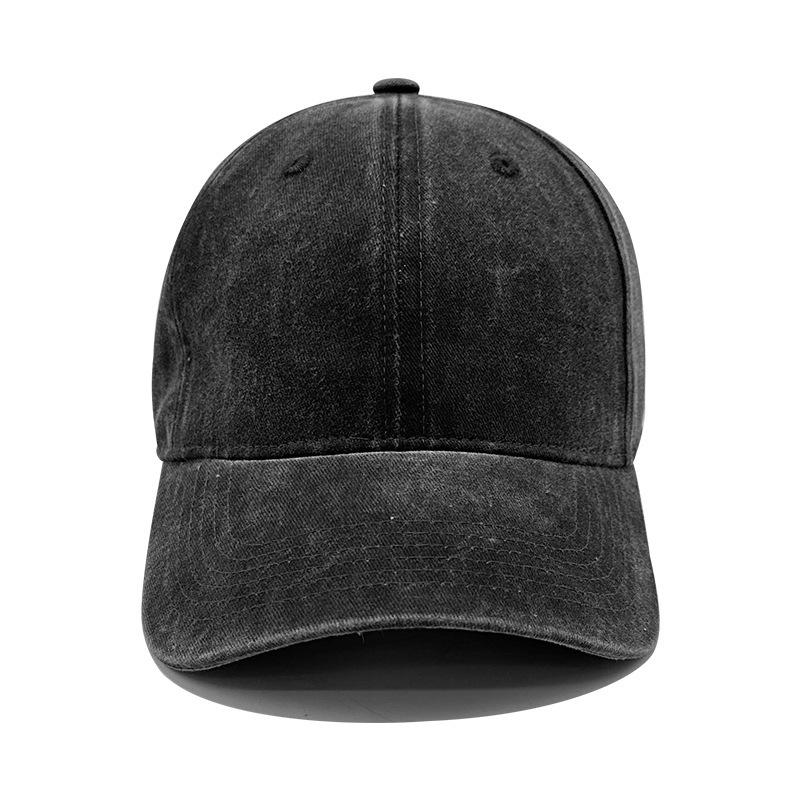 Unisex Washed Cotton Denim Baseball Cap - Distressed Plain Solid Color, Soft Sunshade Hat
