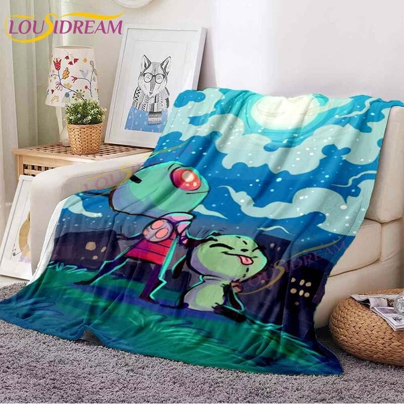 Одеяло Invader ZIM, классическое одеяло с принтом инопланетянина, фланелевое одеяло с мультяшным принтом для кровати, дивана, офиса, детское одеяло, подарки