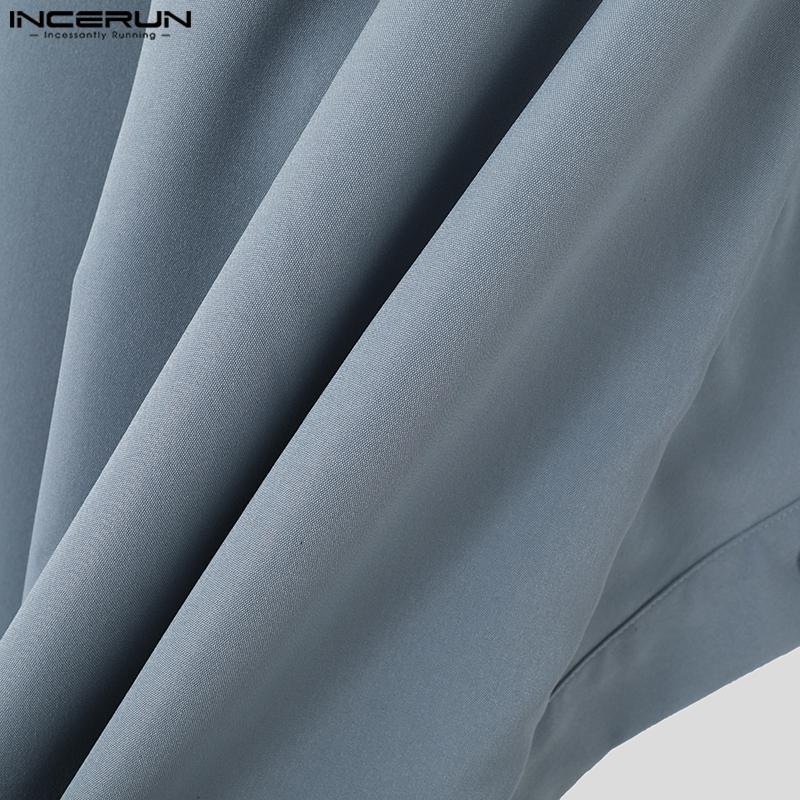 INCERUN Мужские повседневные длинные брюки с застежкой-молнией и пуговицами, широкие брюки