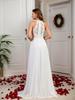 European & American Halter Embroidered Slit Fishtail Evening Dress