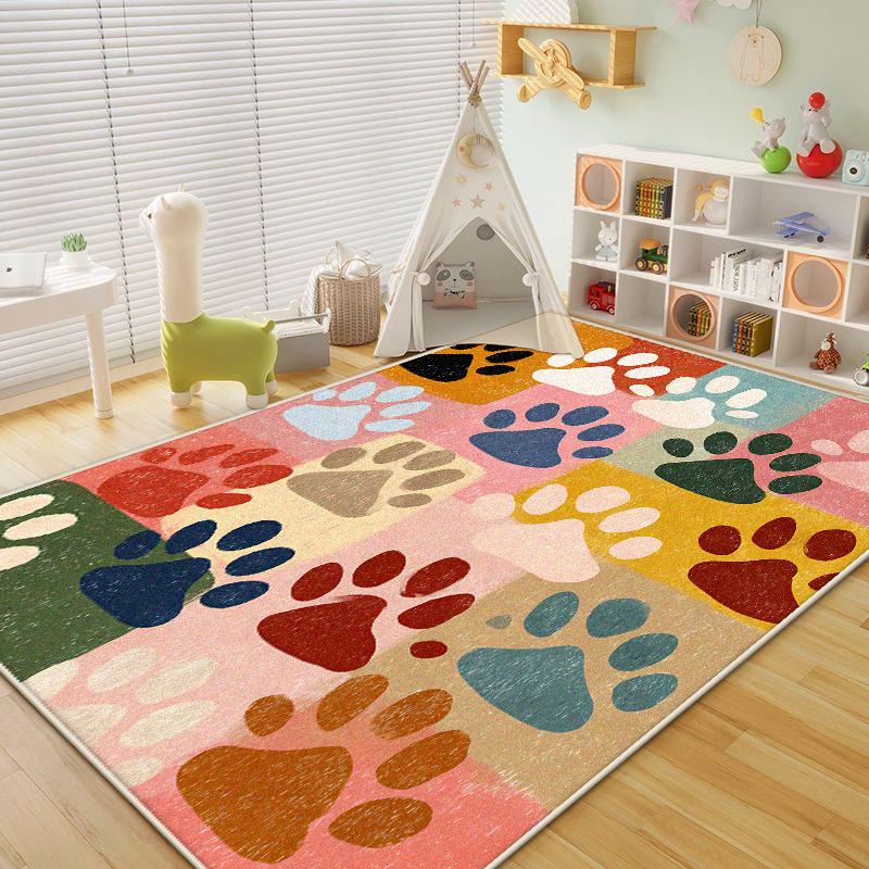 Cute Footprint Carpets for Living Room Modern Decoration Children Bedroom Plush Rug Home Pet Area Easy Clean Non-slip Mat Floor