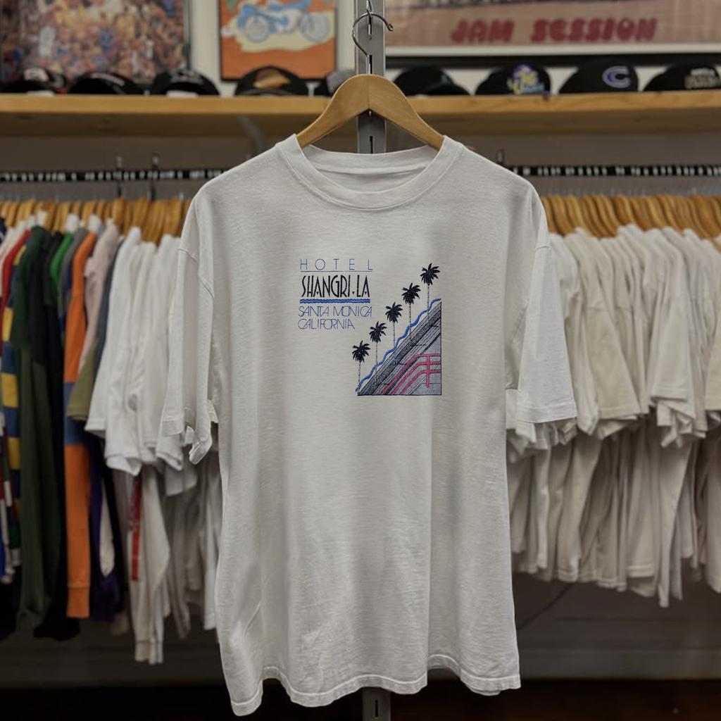 80s Hotel Shangri La Santa Monica Washed T-Shirt White L