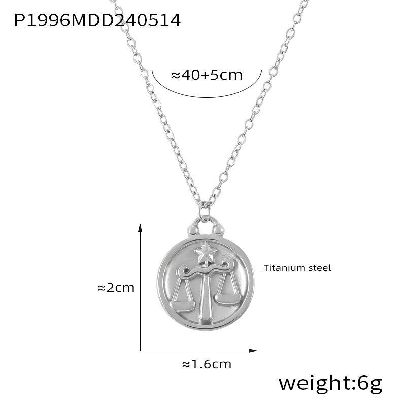 Fenny Fashion Embossed Stars 12 Constellations Round Brand Pendant Necklace 18K Gold Plated Stainless Steel Jewelry