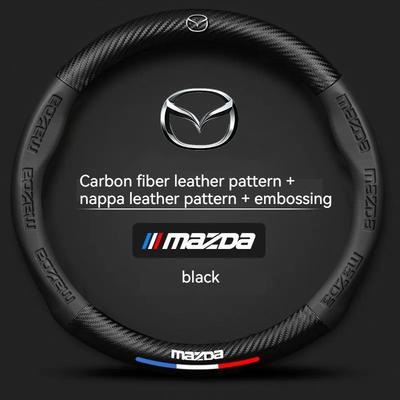Кожаная накладка на руль автомобиля из углеродного волокна для Mazda 3 5 6 SKYACTIV Axela Atenza CX30 CX5 CX8 CX9 MX5 RX8 RX7 BT50 Аксессуары