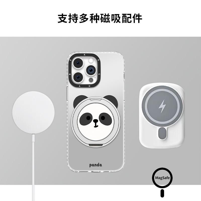 Кронштейн-подставка Panda подходит для чехла для мобильного телефона Apple 16 Xiaomi 15pro простой и милый 13 всесторонний 14 юань qi imd