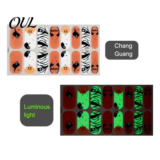 Glow-in-the-Dark Nail Decals Halloween Stickers, Gothic Spider Web Ghost Manicure Art Decorations Decoration Decals, Accessories for Women Stickers