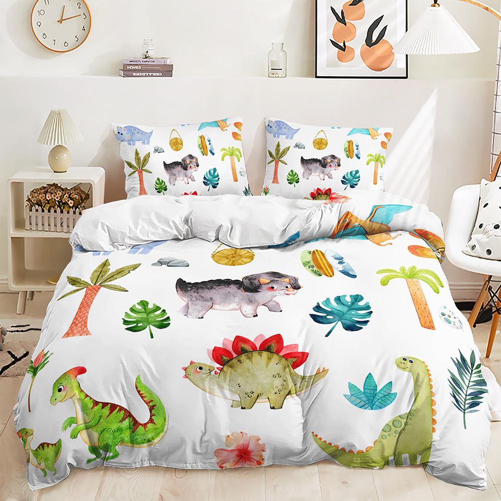 Комплект постельного белья с 3D динозавром, доисторические животные, для мальчиков, пододеяльник, двойной, EU135 * 200, полноразмерный, быстросохнущий, на молнии, для домашнего интерьера