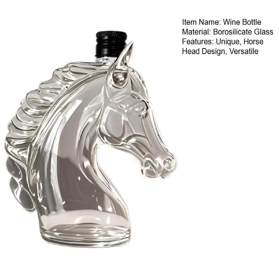 Whiskey Bottle Engraved Horse Head Shape Glass Decanter for Whiskey