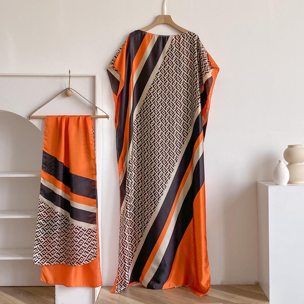 New Leopard Print Fashion Oversize African Women Clothing Dubai Dashiki Abaya Free Size Print Design With Scarf Loose Long Dress