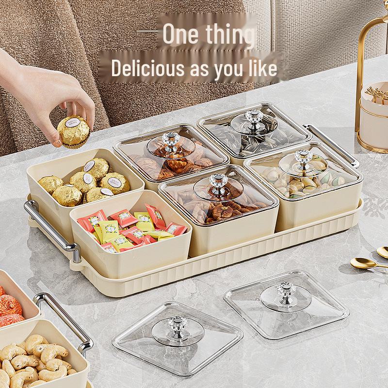 Роскошная коробка для конфет с отделениями: Элегантный поднос для закусок и фруктов с крышкой для гостиной
